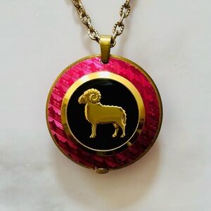 Vintage Sperina Aries Zodiac Pendant Watch Necklace